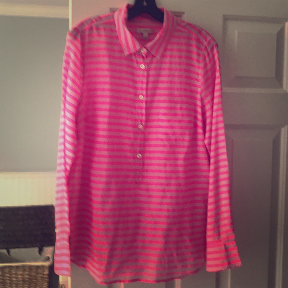 Silk and cotton blend button front shirt